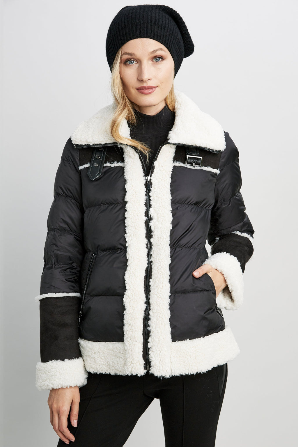 T tahari jacqueline faux fur trim on sale maxi puffer coat