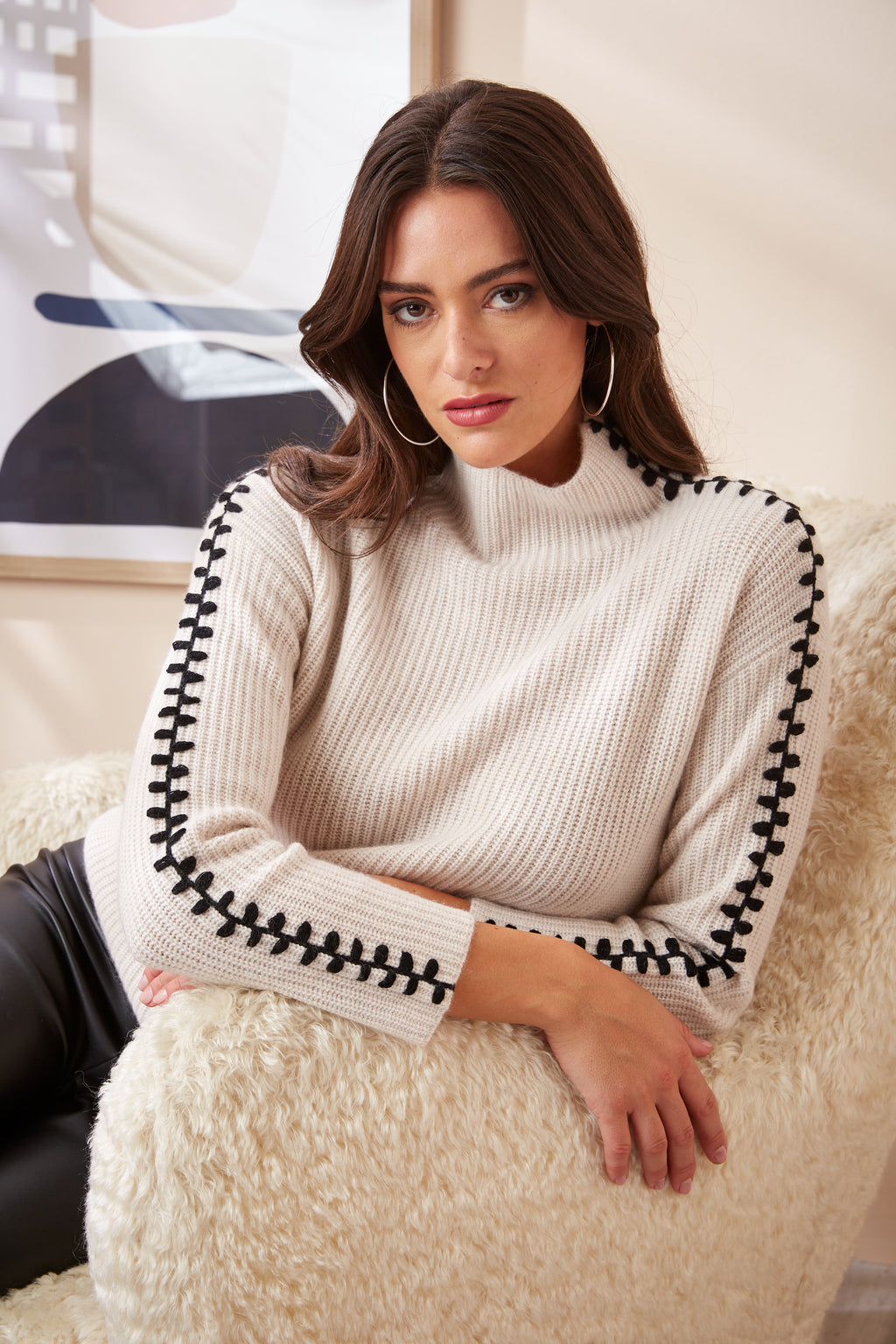 Alaise Cashmere Sweater Cream – Slate
