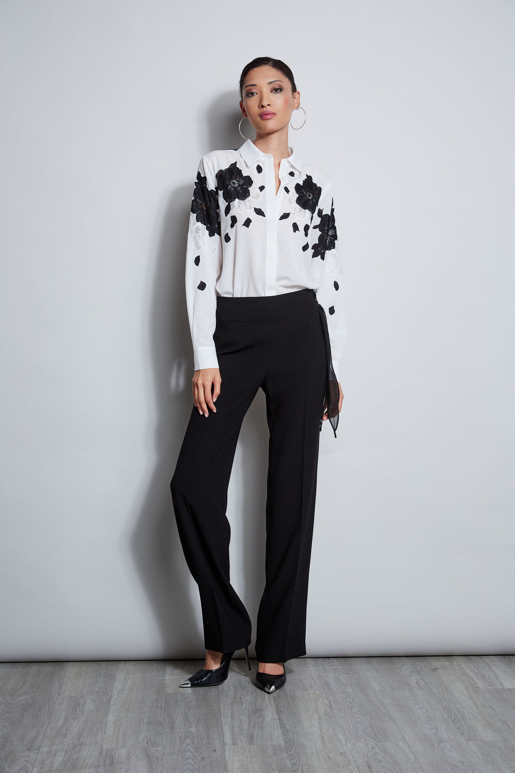 Floral Applique Silk Shirt – Elie Tahari