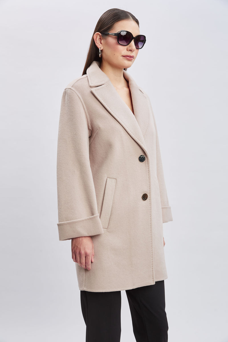 Tahari Double Face Wool Blend Two Button Coat