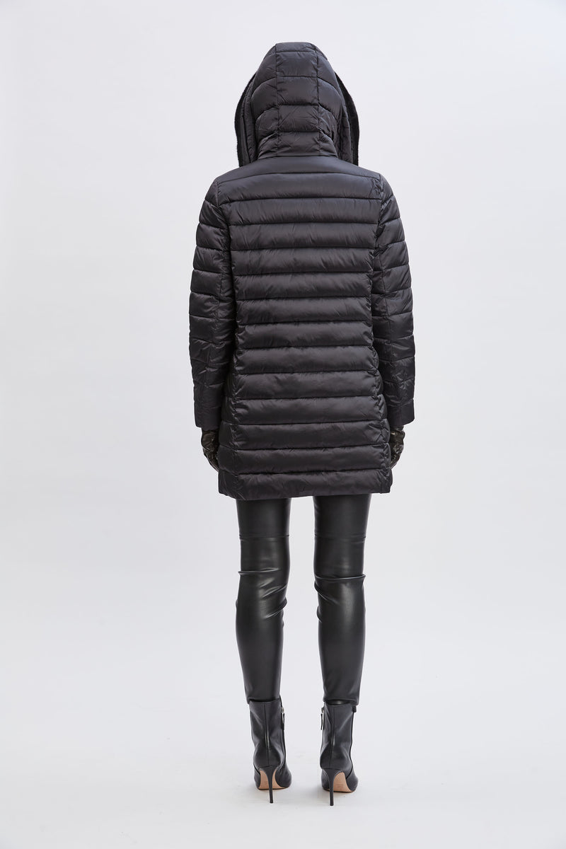 Tahari Faux Fur Collar Puffer Coat