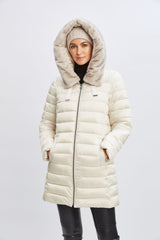 Tahari Faux Fur Collar Puffer Coat