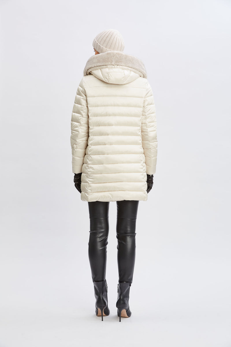 Tahari Faux Fur Collar Puffer Coat