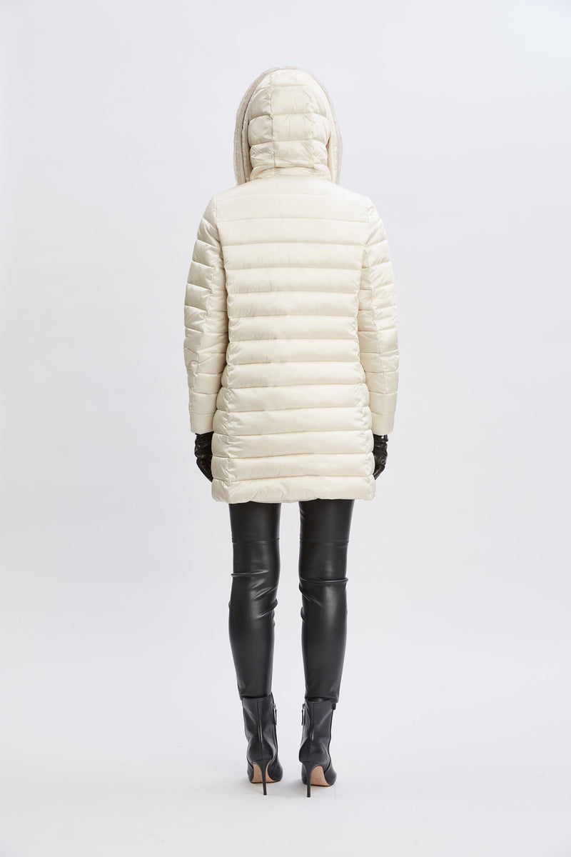 Tahari Faux Fur Collar Puffer Coat Elie Tahari