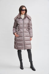 Tahari Faux Fur Trimmed Puffer Coat