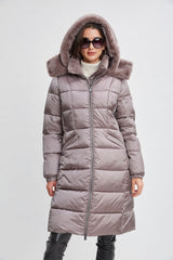 Tahari Faux Fur Trimmed Puffer Coat