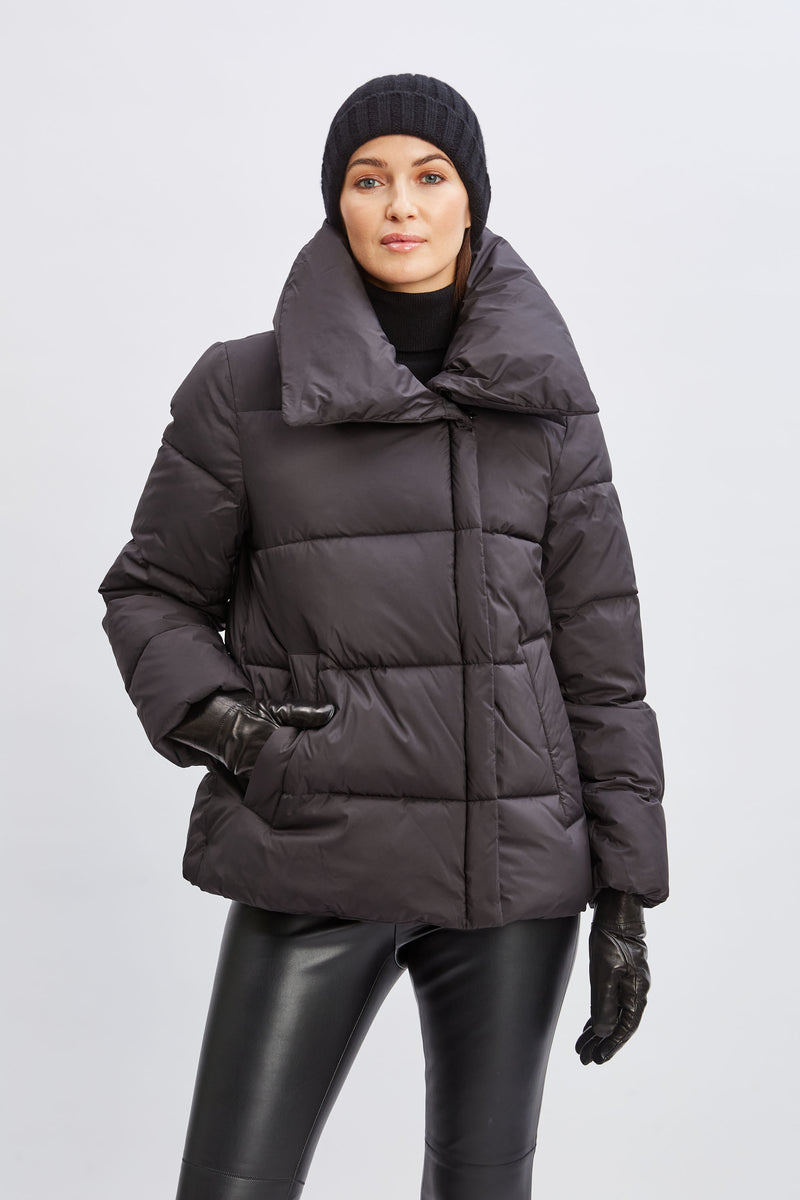 Tahari Asymmetric Short Puffer Coat Elie Tahari