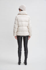 Tahari Asymmetric Short Puffer Coat