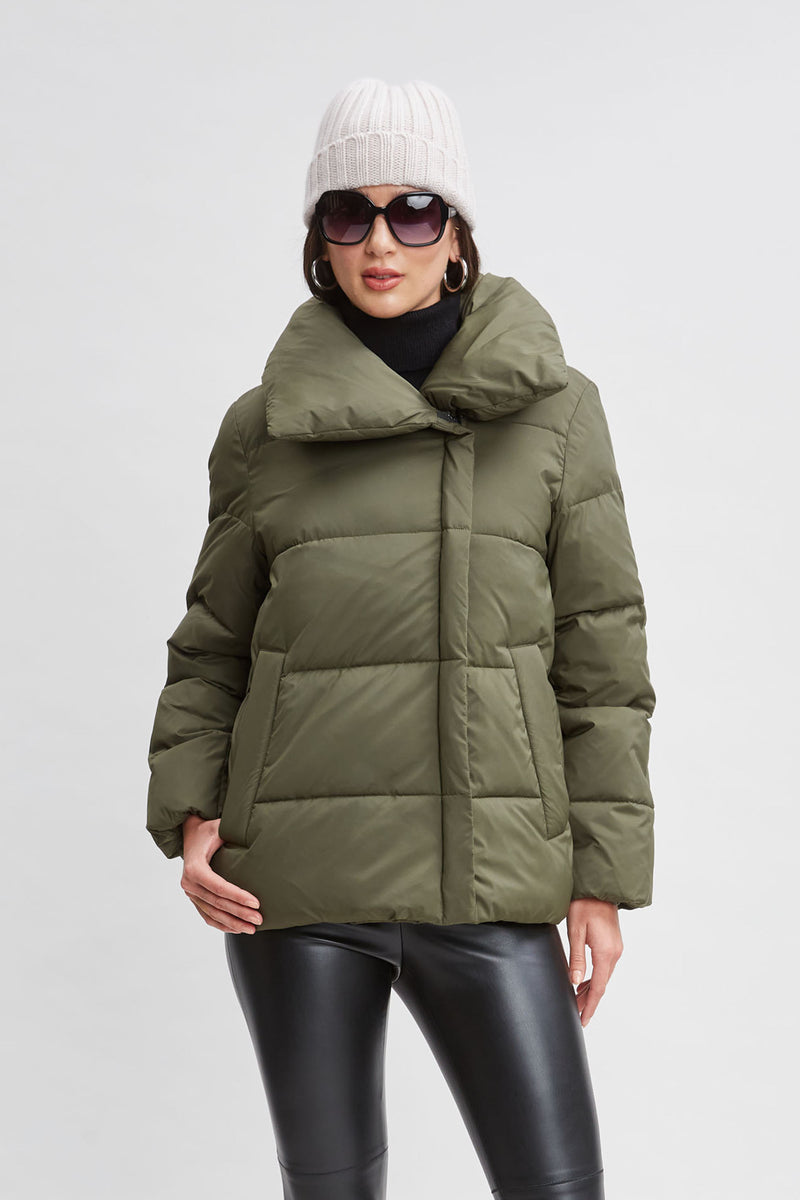 Tahari Asymmetric Short Puffer Coat Elie Tahari