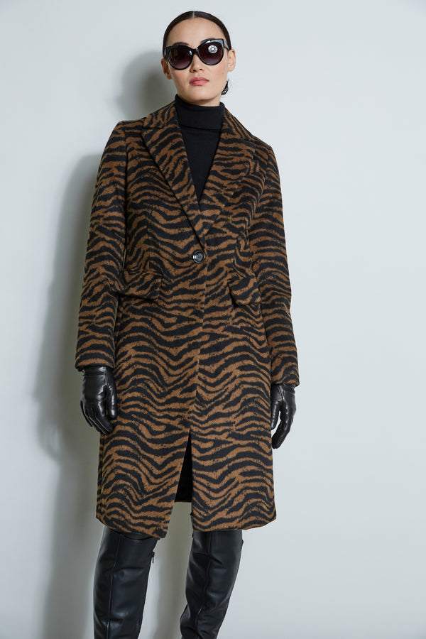 Tahari Zebra Wool Blend Coat