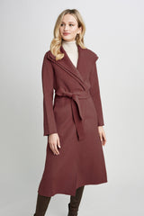 Tahari Long Double Face Wool Blend Wrap Coat