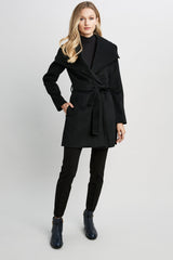 Tahari Double Face Wool Lightweight Wrap Coat