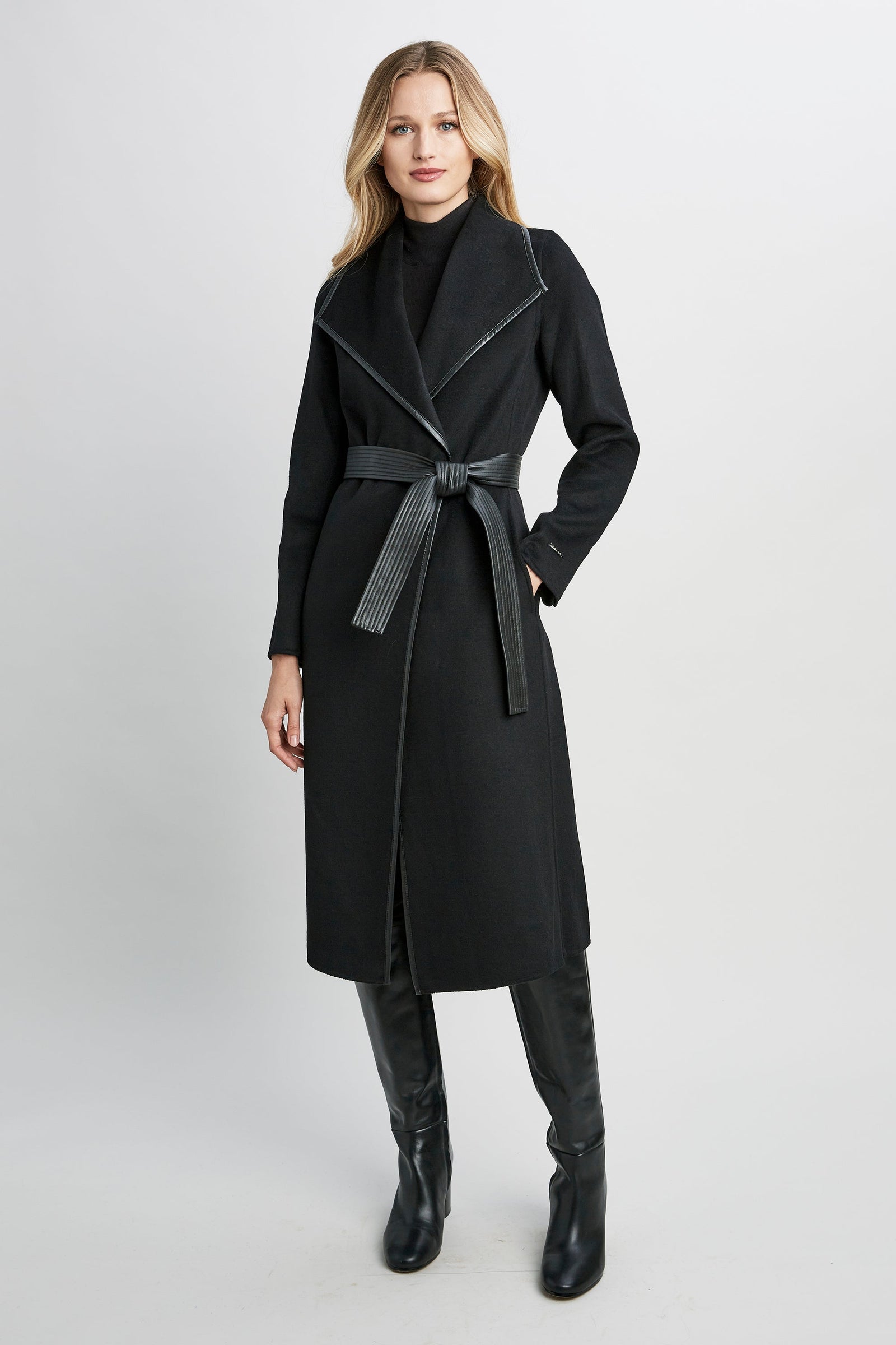 T Tahari Black Abigail Wool-Blend Coat store