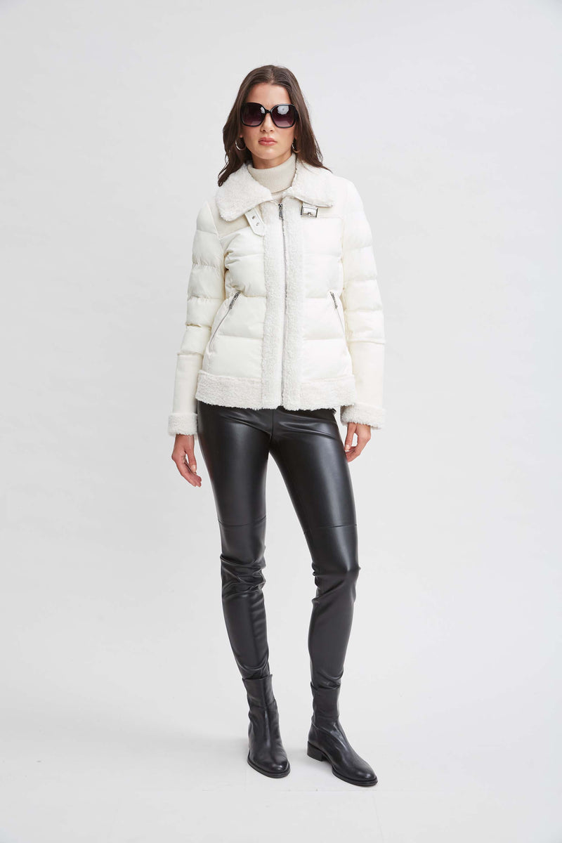 Tahari Faux Shearling Puffer Coat