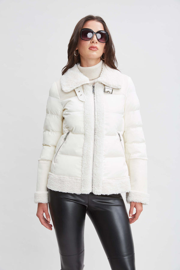 Tahari Faux Shearling Puffer Coat