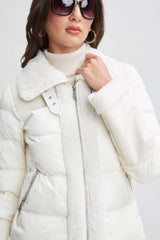 Tahari Faux Shearling Puffer Coat