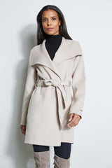 Tahari Double Face Lightweight Wool Wrap Coat