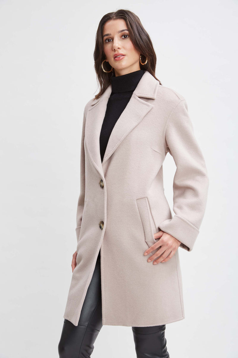 Tahari Double Face Wool Blend Two Button Coat