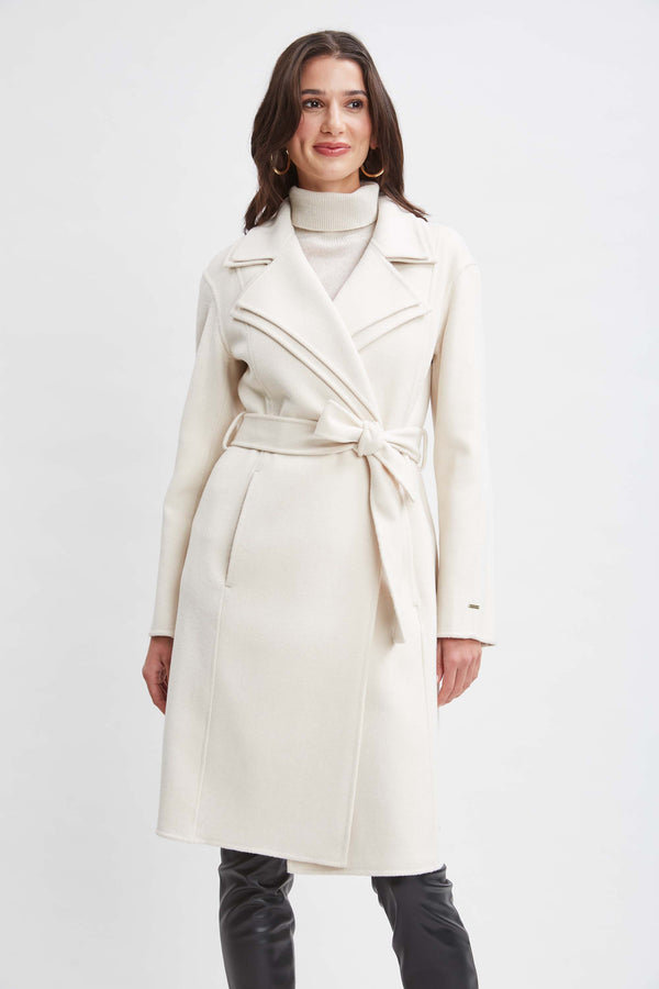 Tahari Double Face Wool Blend Collar Wrap Coat