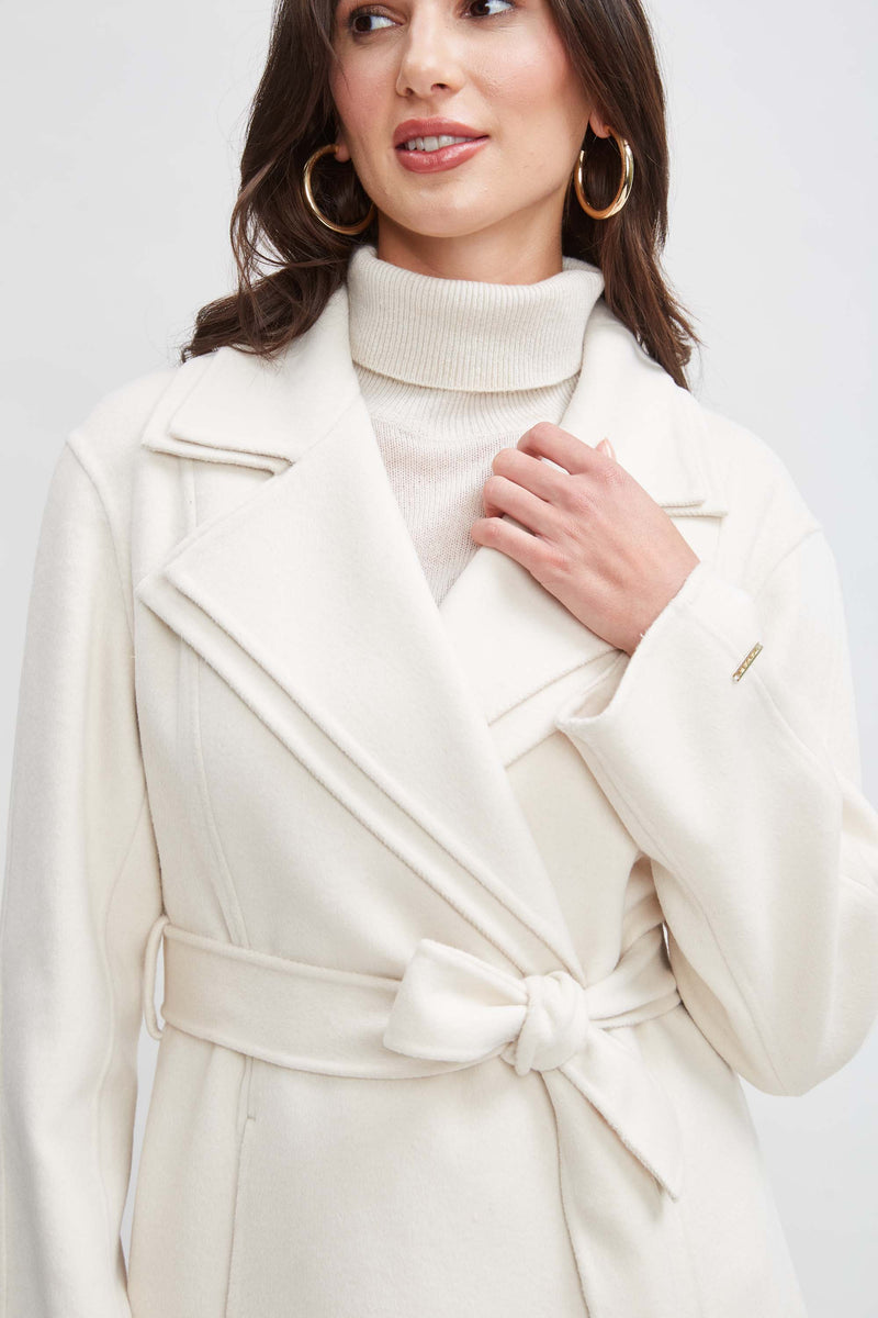 Tahari Double Face Wool Blend Collar Wrap Coat