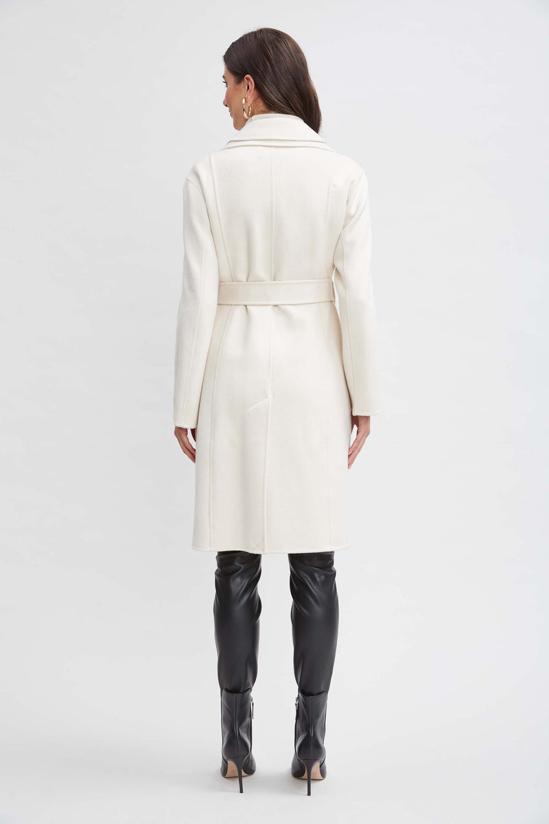 Tahari Double Face Wool Blend Collar Wrap Coat