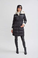 Tahari Shearling Trim Puffer Coat