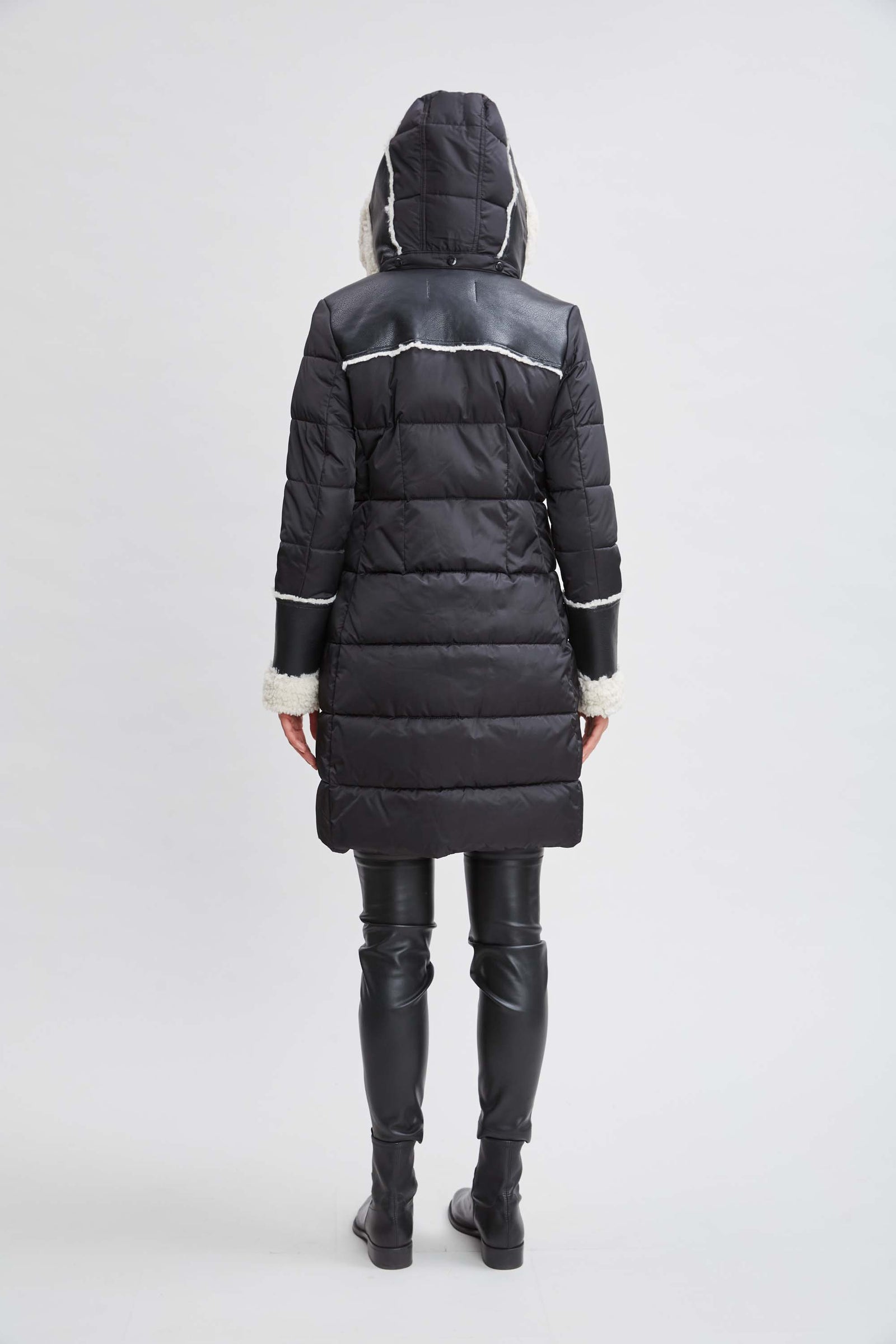 Tahari Shearling Trim Puffer Coat Elie Tahari