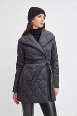 Tahari Lightweight Quilted Wrap Puffer Coat