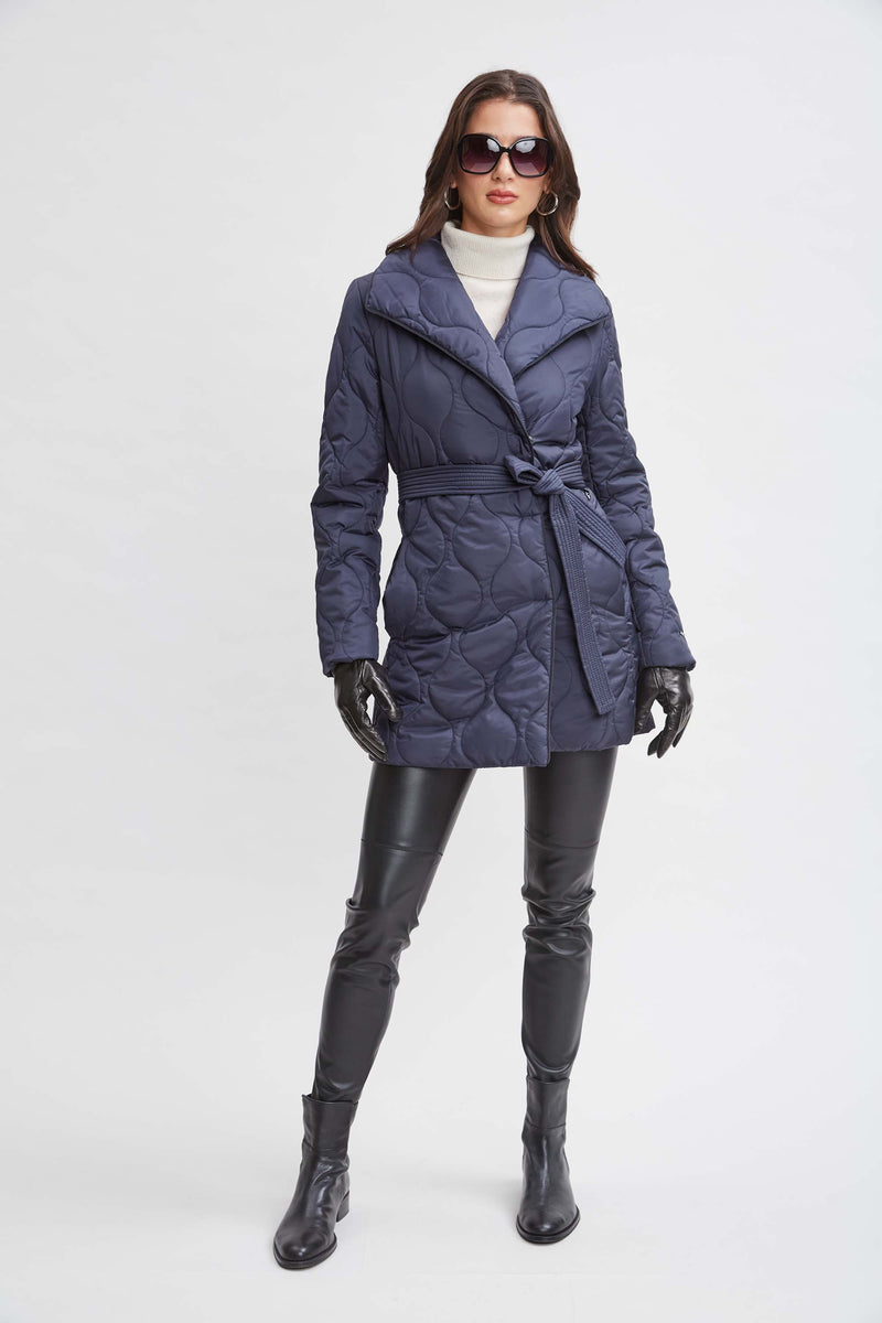 Tahari Lightweight Quilted Wrap Puffer Coat