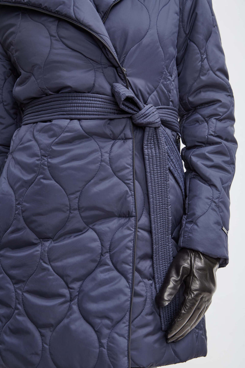 Tahari Lightweight Quilted Wrap Puffer Coat