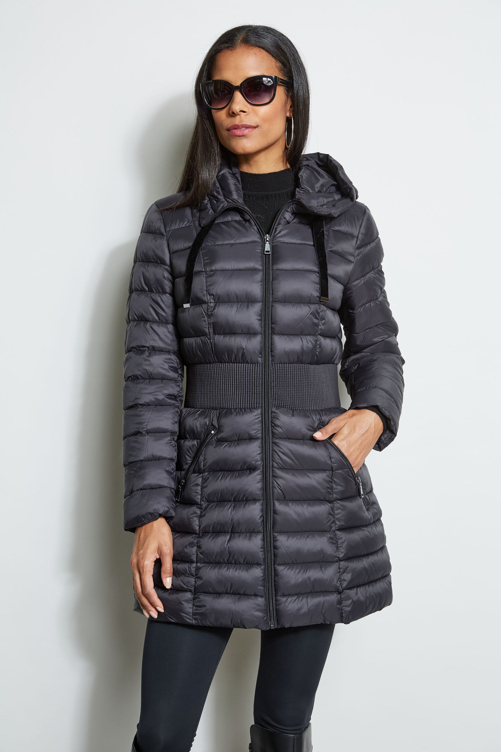 Cinched waist puffer coat hotsell