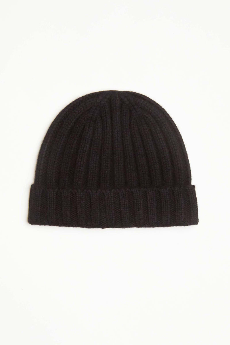 Cashmere Wool Rib Beanie Hat