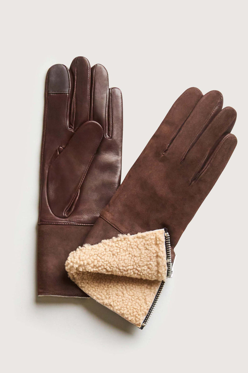 Suede Shearling Gloves