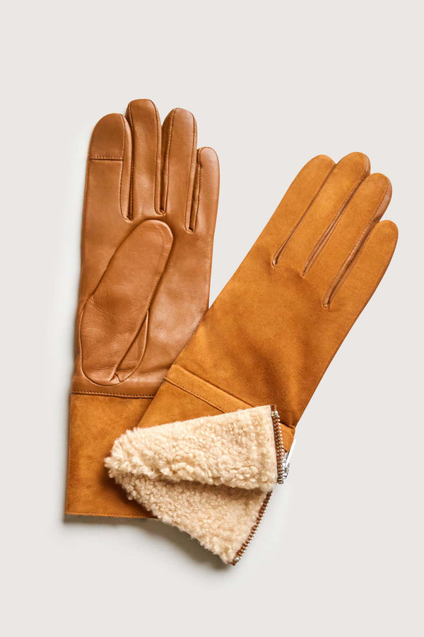 Suede Shearling Gloves