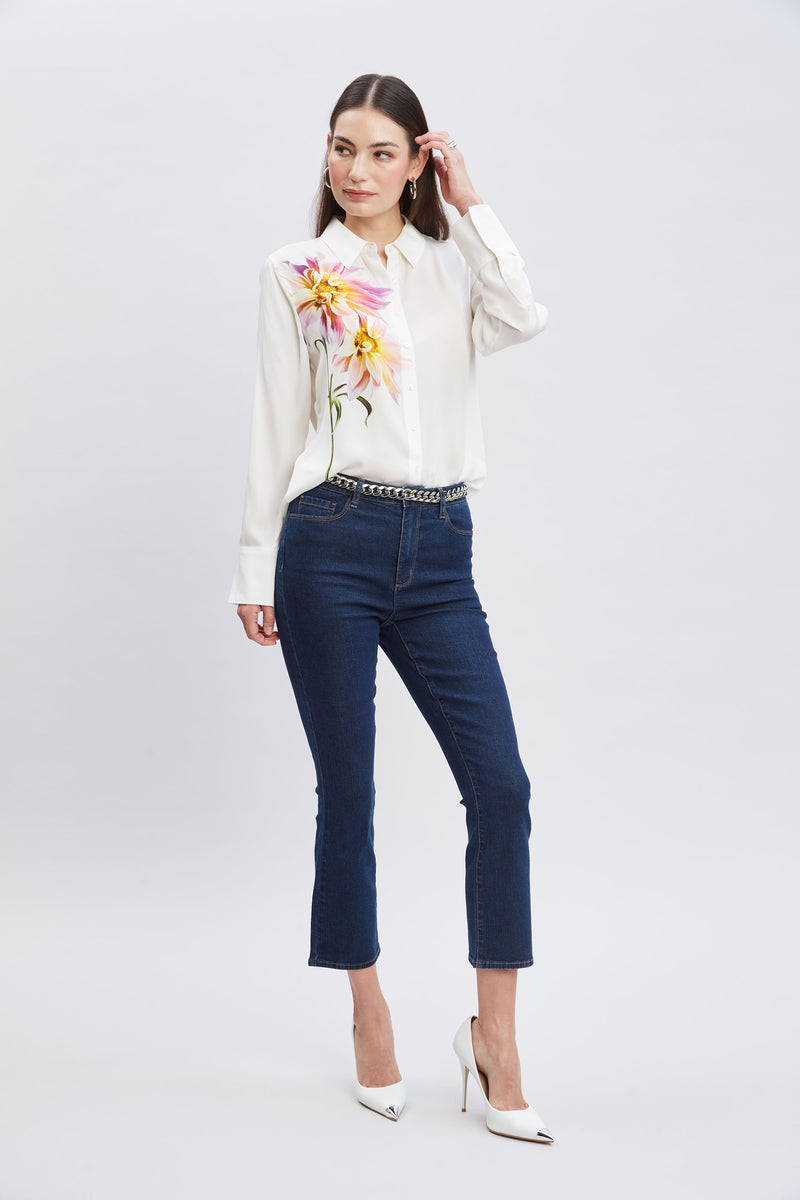 Silk Dahlia Button Down Shirt