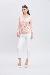 Silk Satin Ruffle Contour Shirt