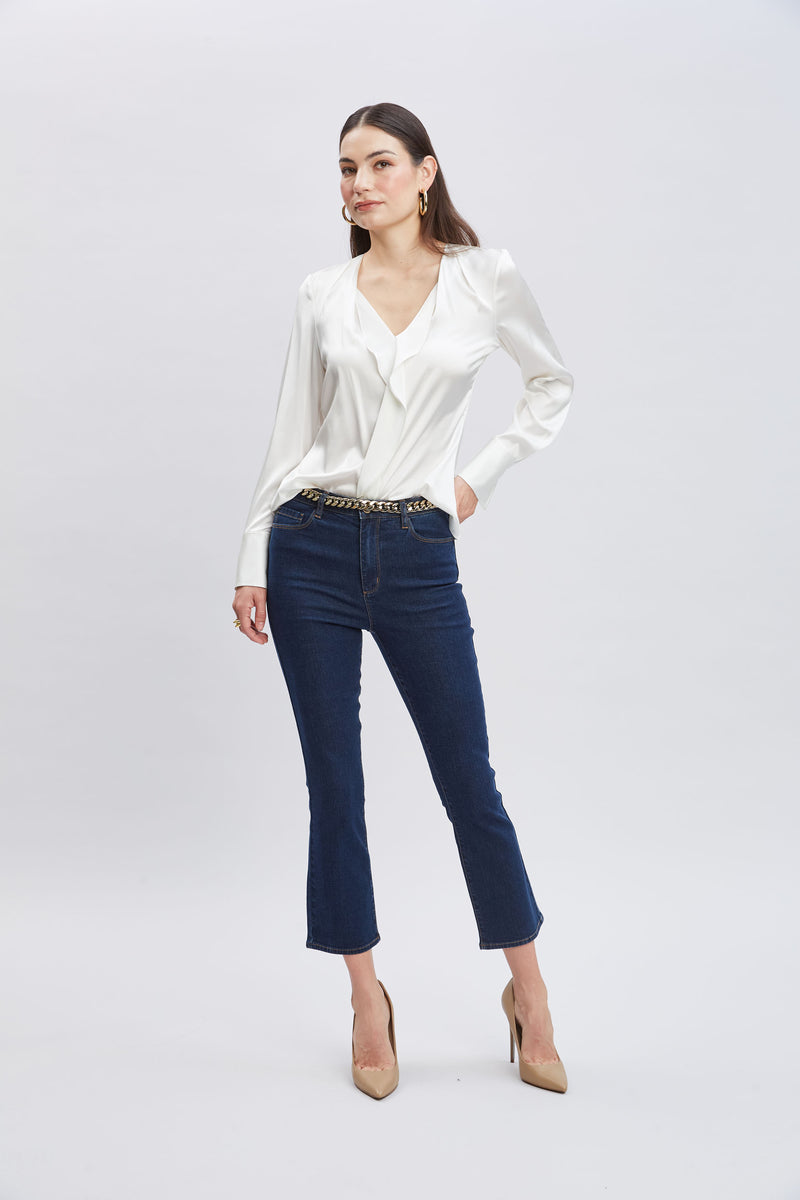 Silk Satin Contour Ruffle Shirt