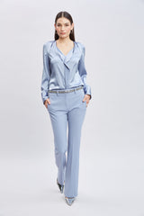 Silk Satin Contour Ruffle Shirt