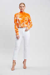 Silk Draped Neck Bloom Shirt