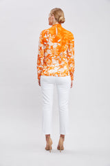 Silk Draped Neck Bloom Shirt