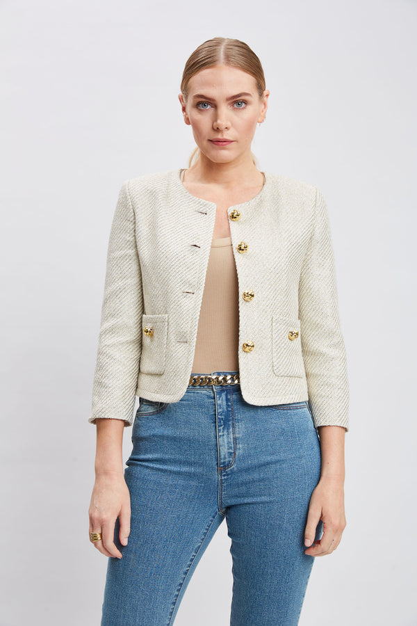 Metallic Tweed Pocket Jacket