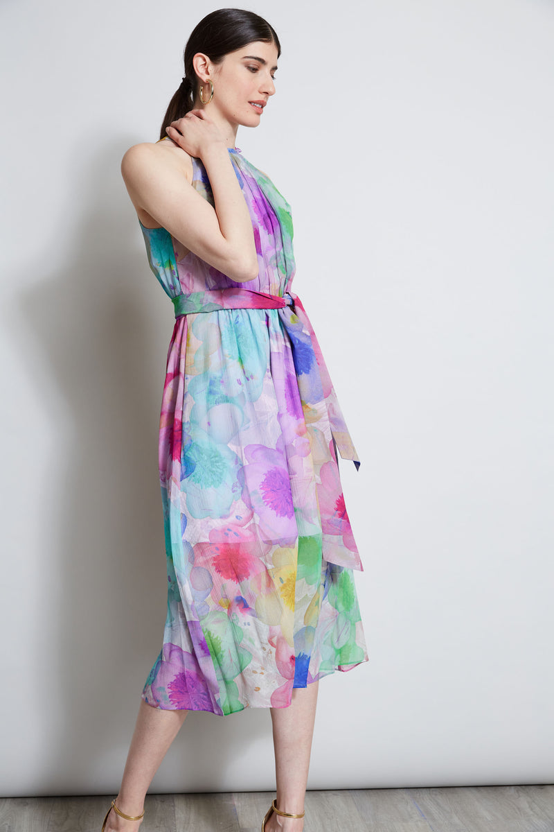 Pigment Floral Silk Chiffon Halter Dress – Elie Tahari