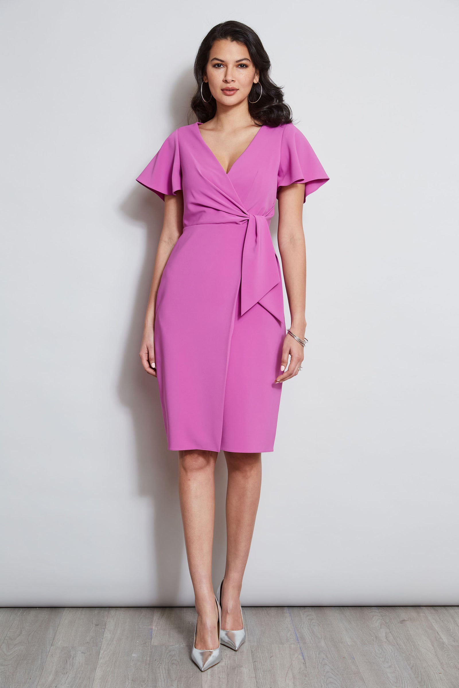 Mock Wrap Flutter Sleeve Dress – Elie Tahari