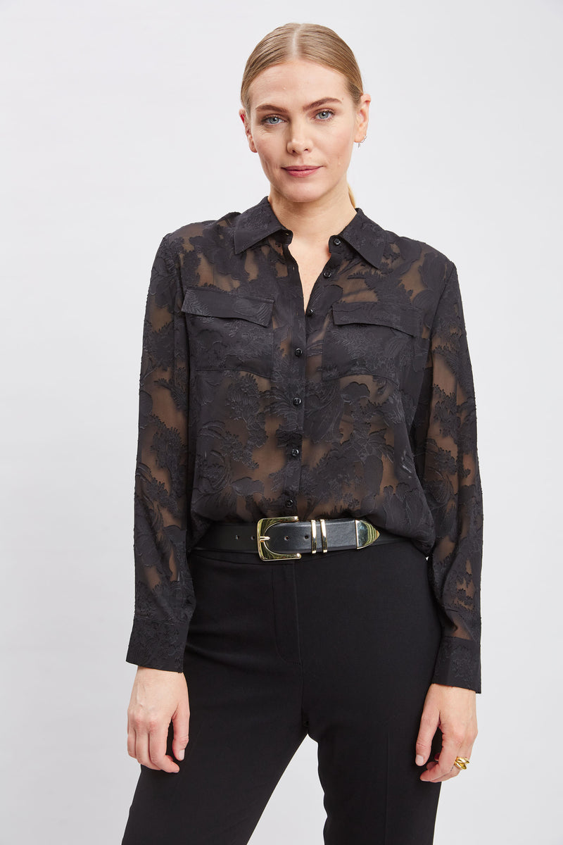 Silk Jacquard Utility Shirt