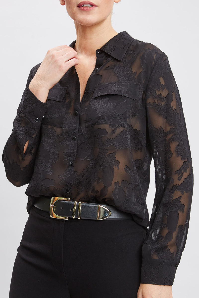 Silk Jacquard Utility Shirt