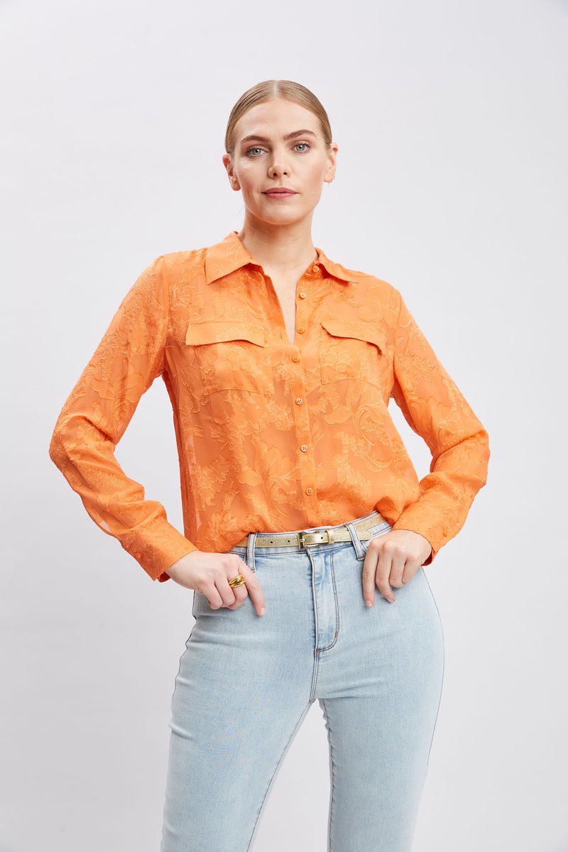 Silk Jacquard Utility Shirt