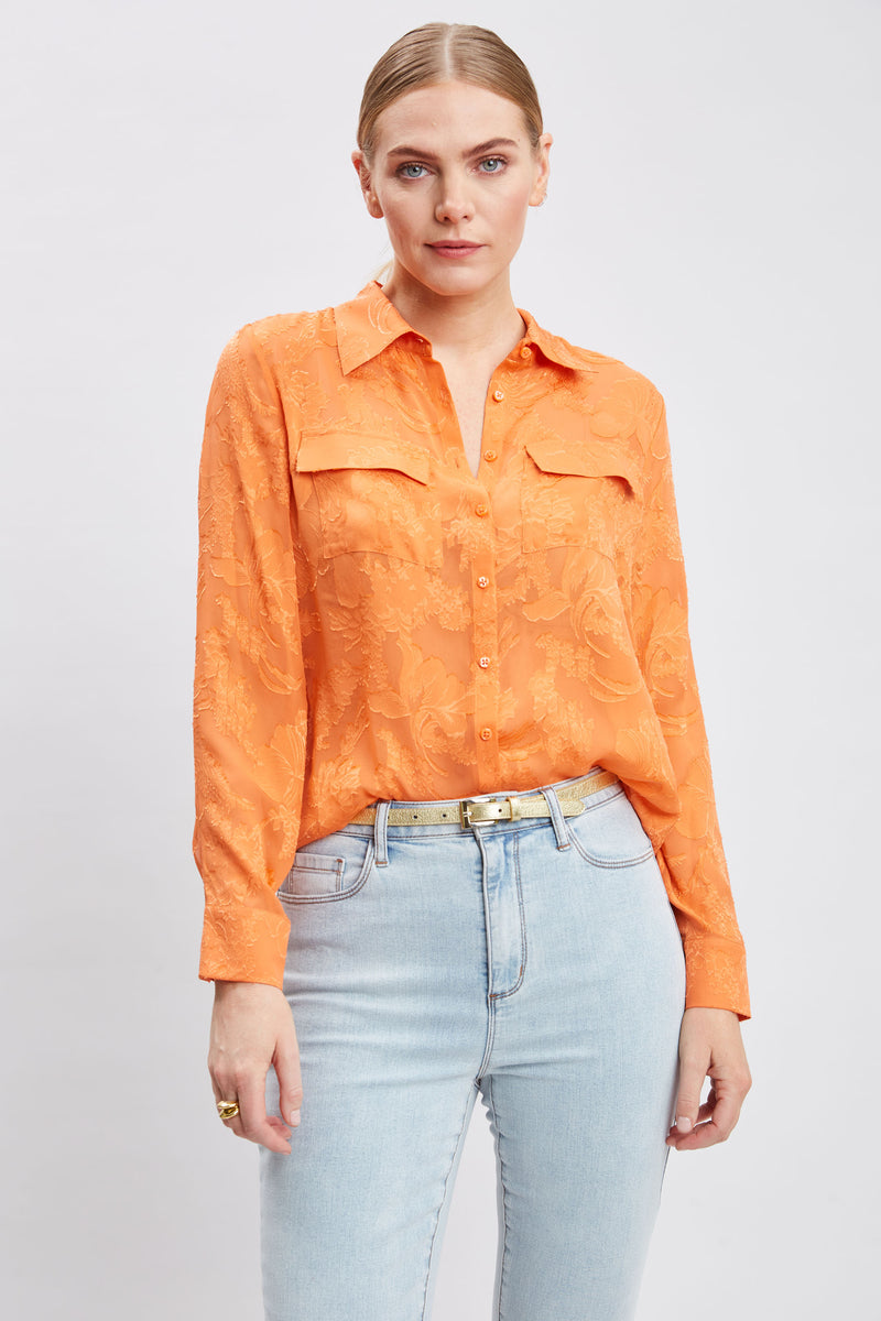 Silk Jacquard Utility Shirt