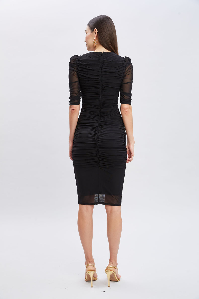 Ruched Mesh Dress