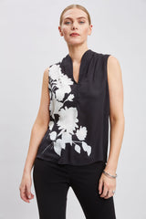 Midnight Garden Sleeveless Silk Top