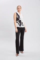 Midnight Garden Sleeveless Silk Top